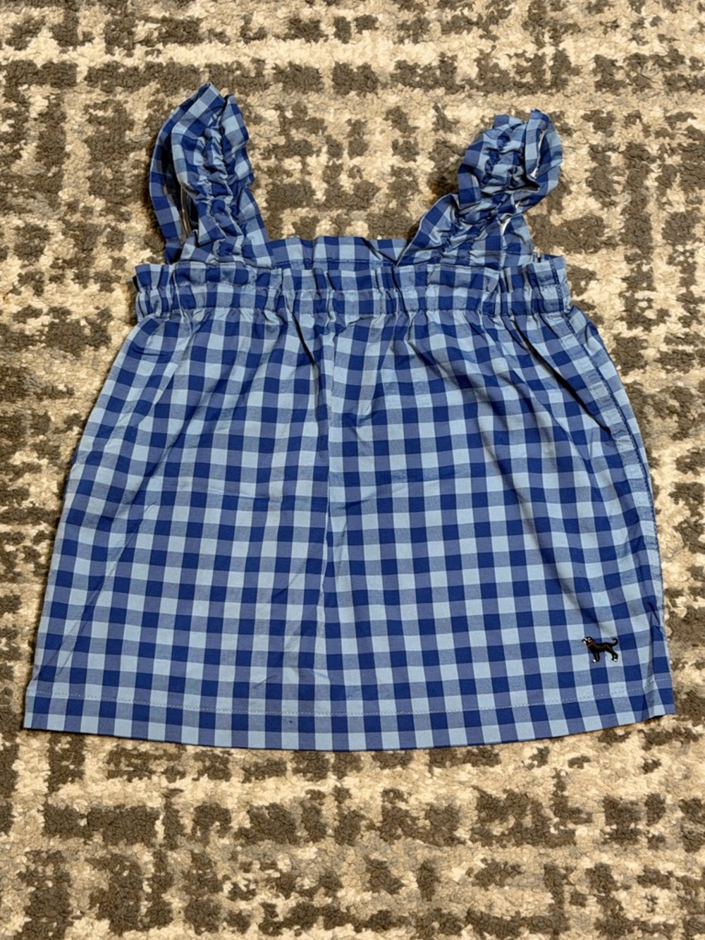 The Black Dog - Girls’ Blue Gingham Ruffle Strap Tank Top, Size - 4T